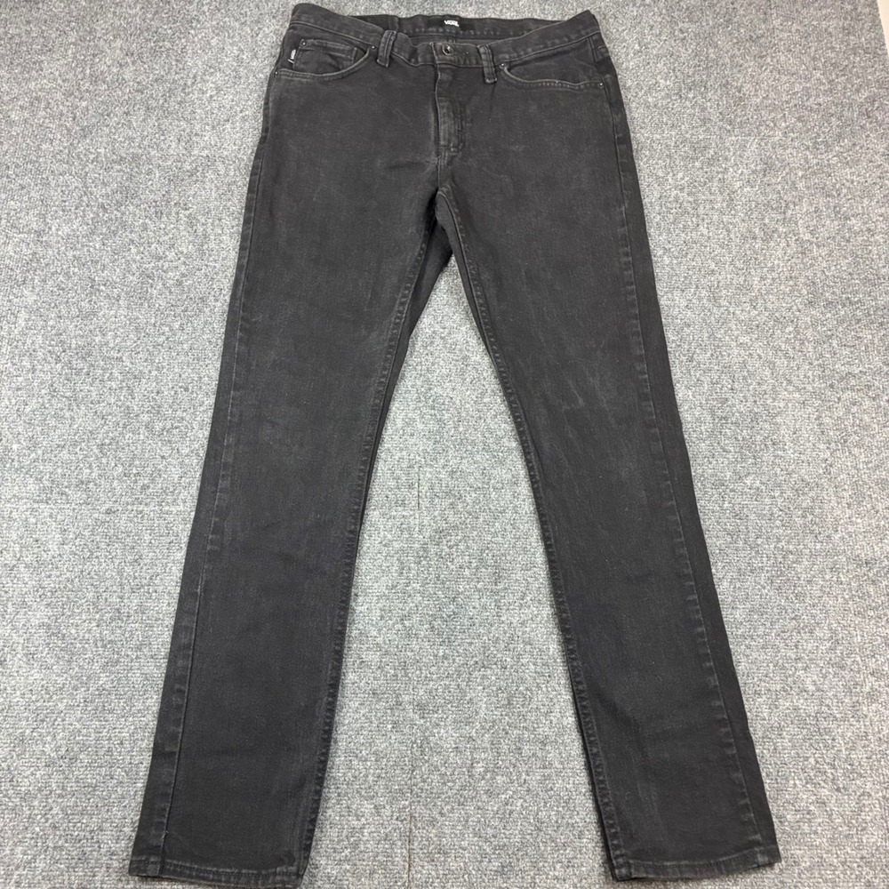 Vans V76 Skinny Jeans Mens 33x32 Black Denim Skate Pants V76 Skinny